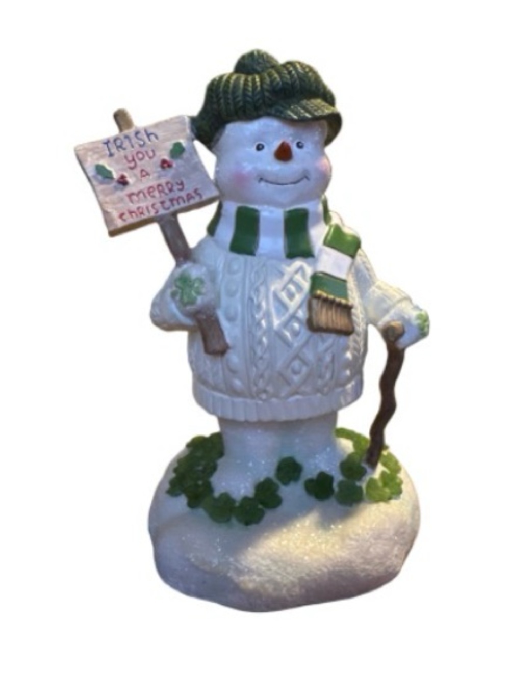 LENOX “Snowy Irish Greetings Snow  Man” Light-Up Snowman 7"Figurine
